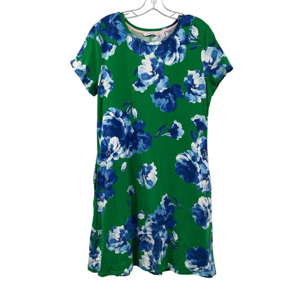 Isaac Mizrahi Womens Floral Shift Dress Short Sleeve Green/Multi Size Medium - Picture 1 of 9
